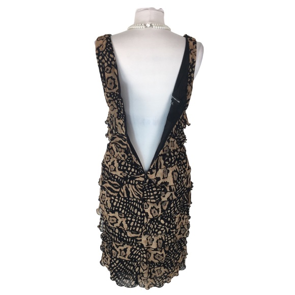 Jones New York Animal Print Ruffle Pleat Sleeveless Sheath Midi Dress size 10 - Picture 10 of 12